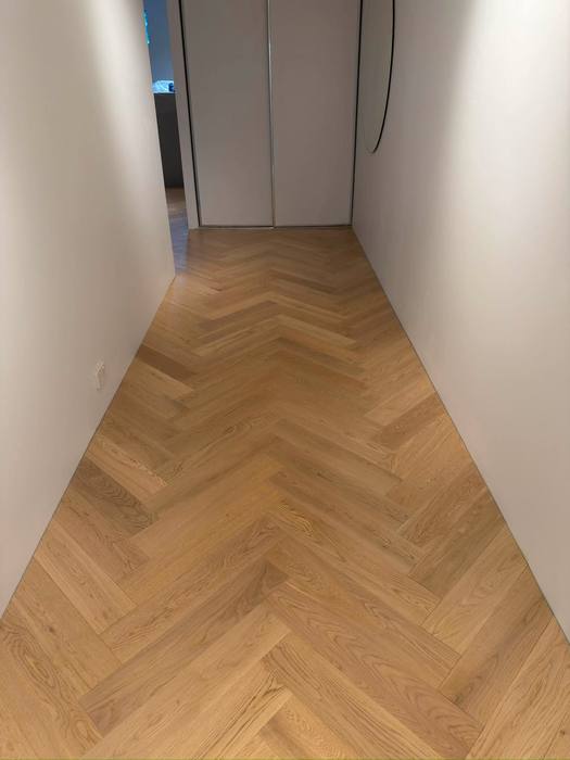 Engineered timber flooring, herringbone pattern.