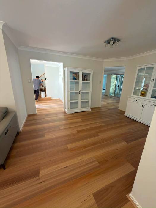 Hybrid flooring installation.