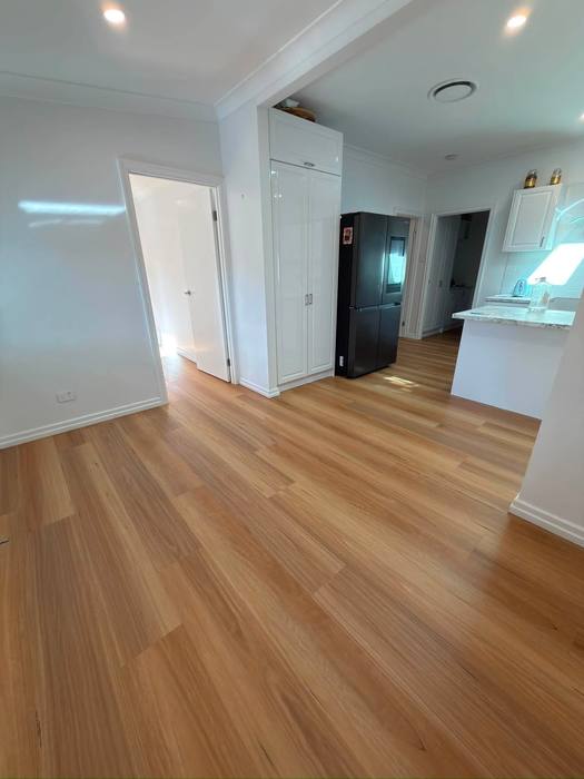 Hybrid flooring installation.