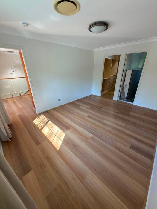 Hybrid flooring installation.