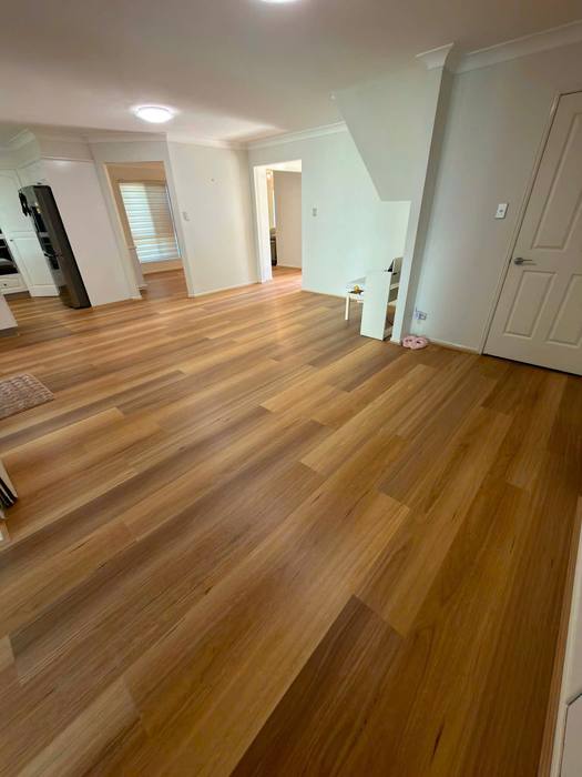 Hybrid flooring installation.