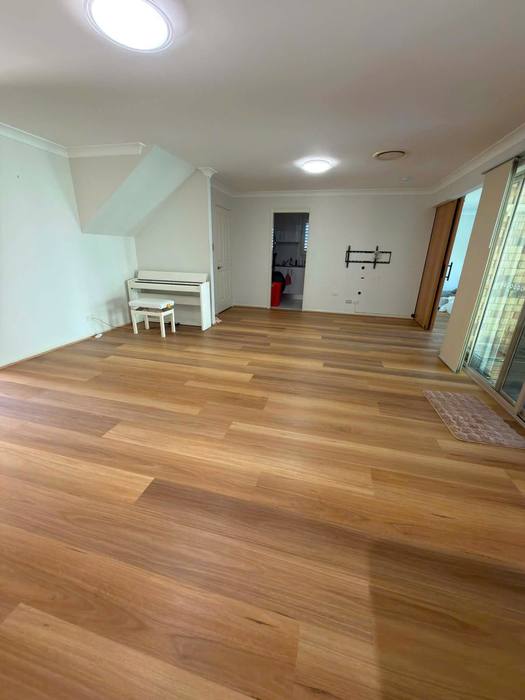 Hybrid flooring installation.