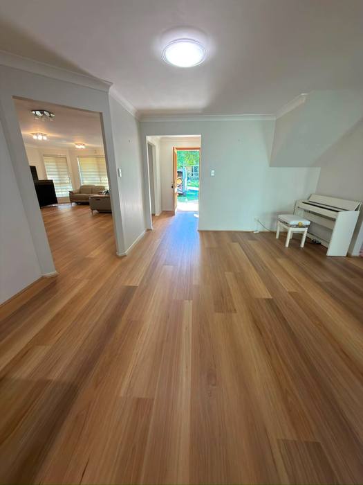 Hybrid flooring installation.