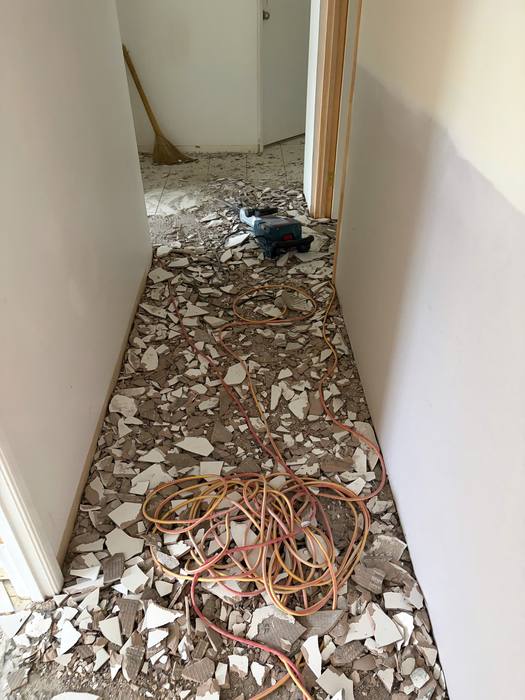 Removal of existing flooring, ready for a new install.