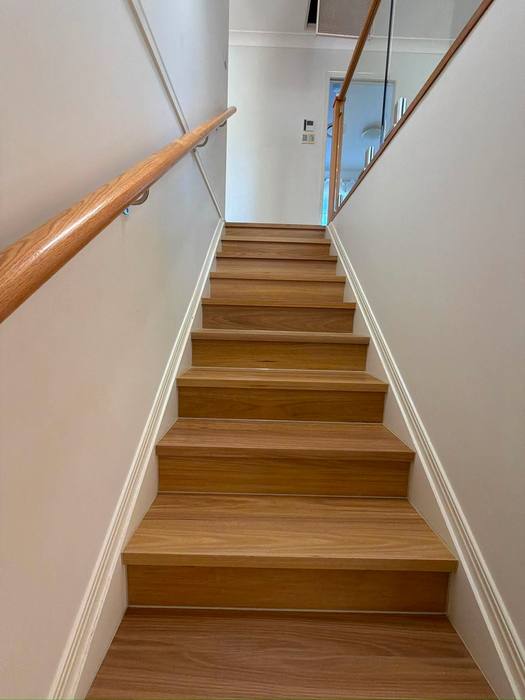 Stair flooring installation.