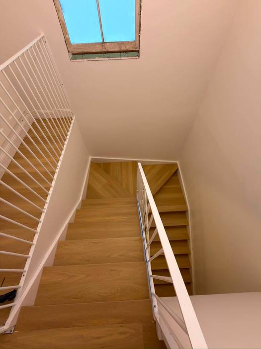 Stair flooring installation.