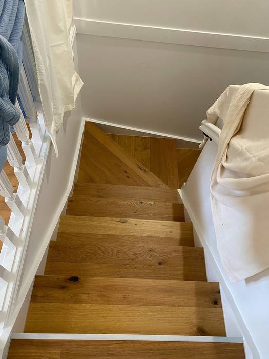 Stair flooring installation.