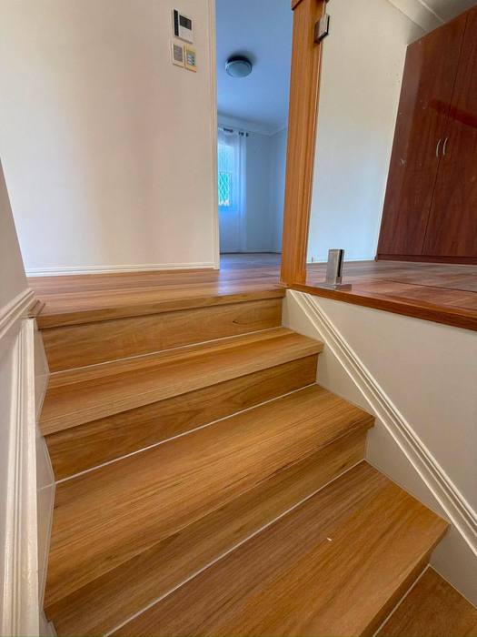 Stair flooring installation.
