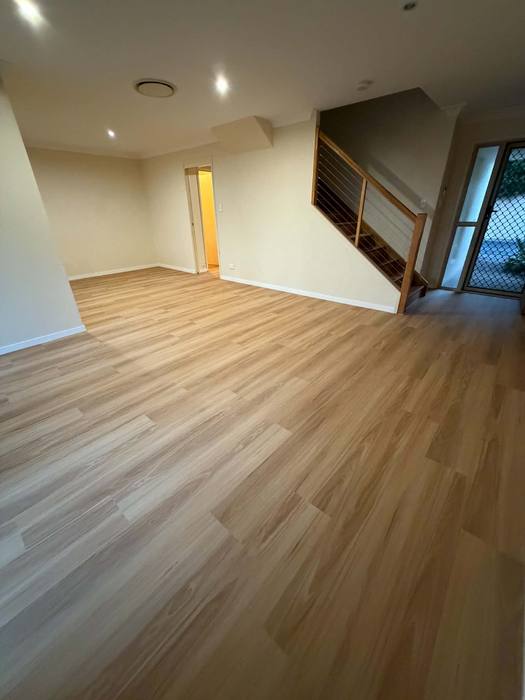 Vinyl plank flooring installation.