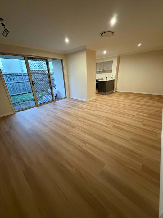 Vinyl plank flooring installation.