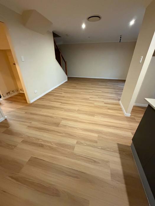 Vinyl plank flooring installation.