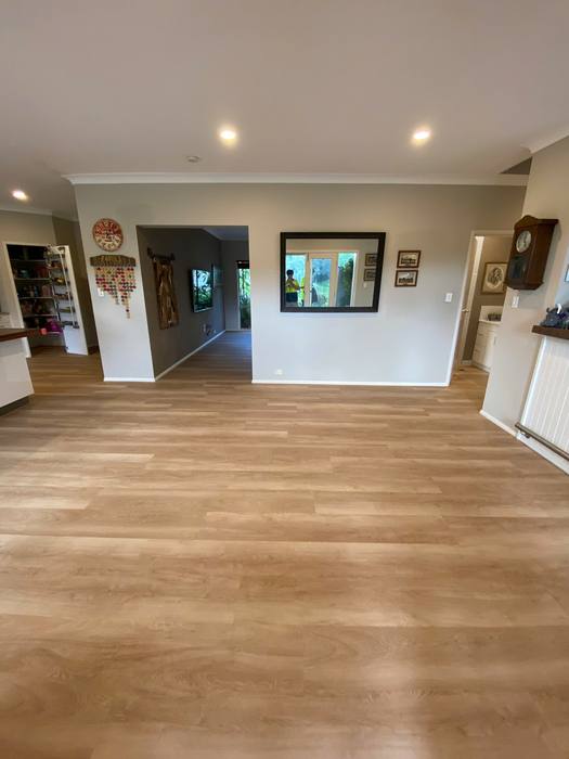 Vinyl plank flooring installation.