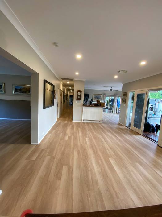 Vinyl plank flooring installation.