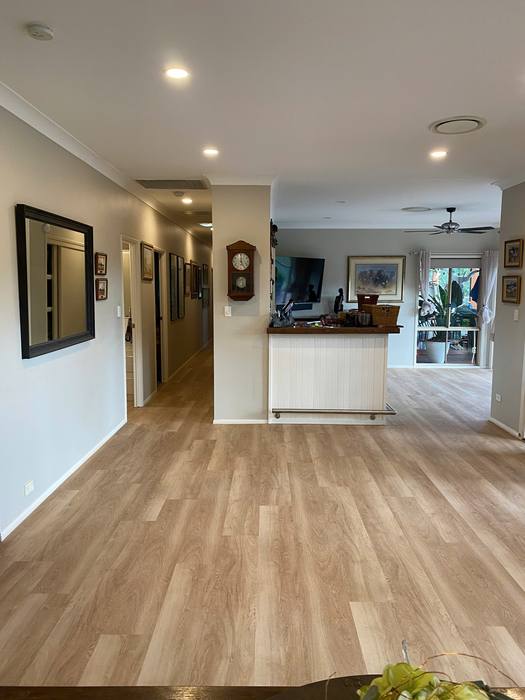 Vinyl plank flooring installation.