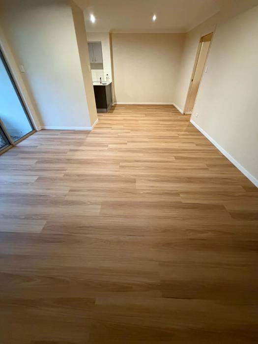 Vinyl plank flooring installation.